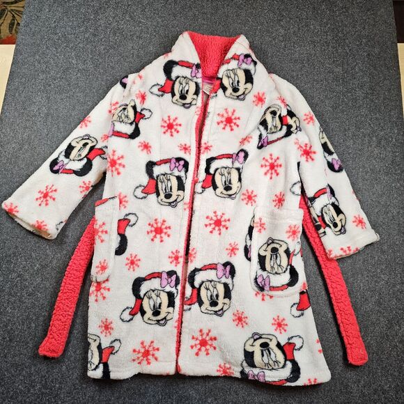 Disney Minnie Mouse Toddler Bath Robe Size 3T Christmas Winter Santa Claus Cozy - Picture 4 of 9